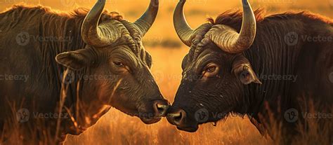 Two African Cape Buffalo locking horns Generative AI 26202793 Stock Photo at Vecteezy