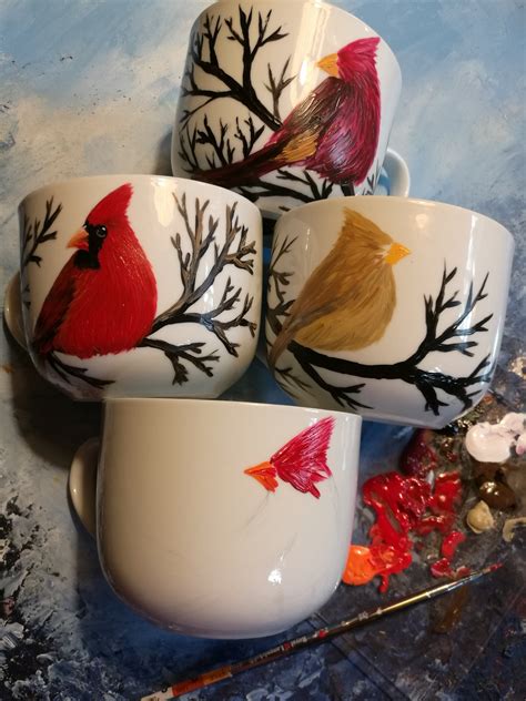 Hand Painted Cardinal Mug Cardinal Gifts Cardinal Memorial | Etsy