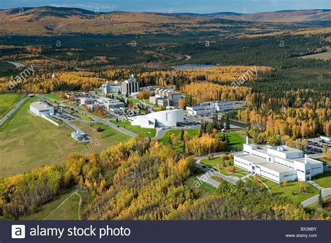 Alaska aerial view of University of Alaska Fairbanks, campus with the ...