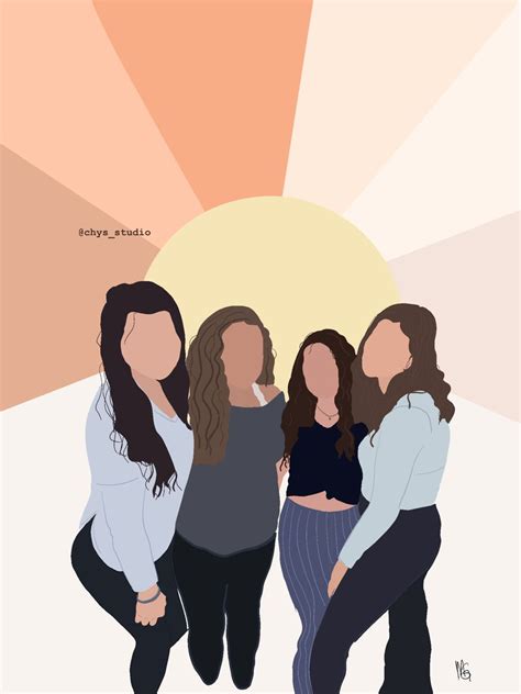 faceless portrait | Friends illustration, Sisters drawing, Custom illustration