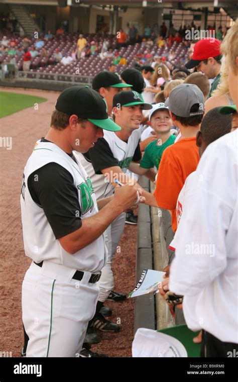 Signing Autographs Dayton Dragons Baseball Players Dayton Ohio Stock ...