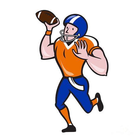 American Football Quarterback Throw Ball Isolated Cartoon Digital Art ...