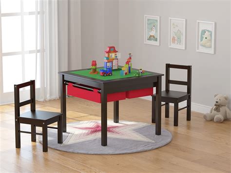 UTEX 2-in-1 Kids Multi Activity Table and 2 Chairs Set with Storage ...