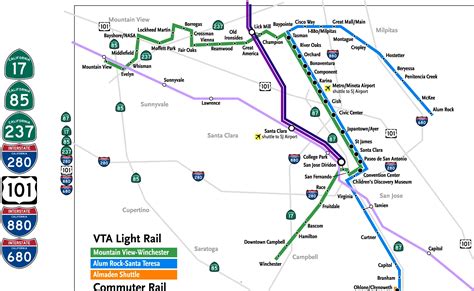 San Jose Light Rail Map (santa Clara) • Mapsof.net