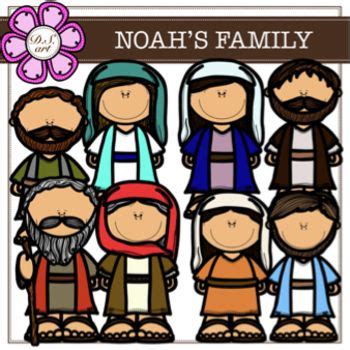 NOAH'S FAMILY digital clipart (color and black&white) | Bible coloring, Bible crafts, Bible ...