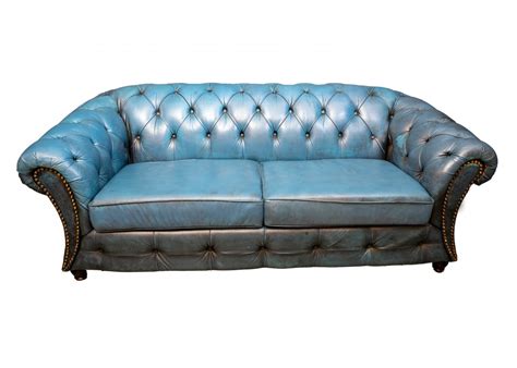 Vintage Jeans Blue Leather Chesterfield sofa | #154889