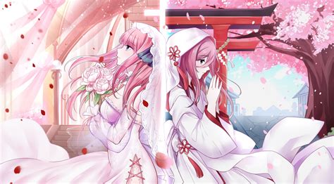 5-toubun no Hanayome wedding dress Sakura blossom Nakano Nino Nakano Miku #1080P #wallpaper # ...