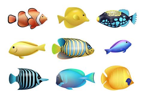 Set of drawings of bright exotic tropical fish 623737 Vector Art at ...