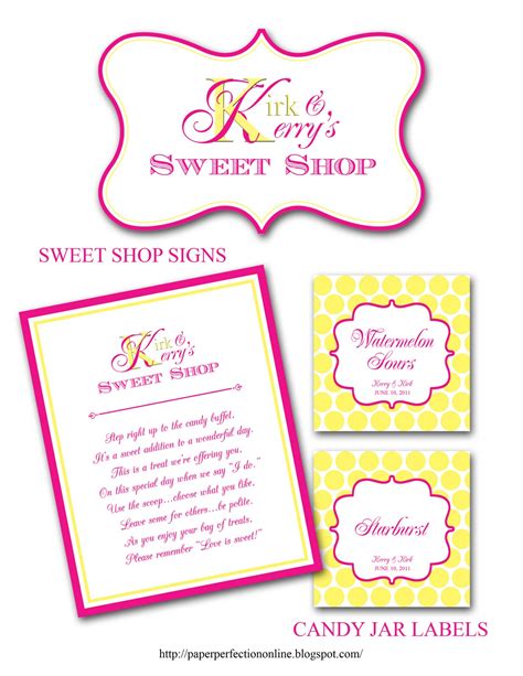 Paper Perfection: Kerry's Wedding Candy Buffet Labels & Signs