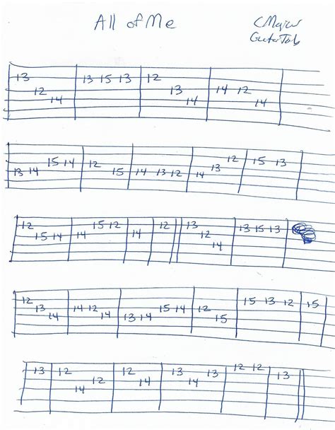 All Of Me (Jazz Standard) Guitar Melody Tab in C Major | Ukulele tabs ...