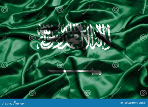 Saudi Arabia Flag Waving in the Wind. Stock Illustration - Illustration ...