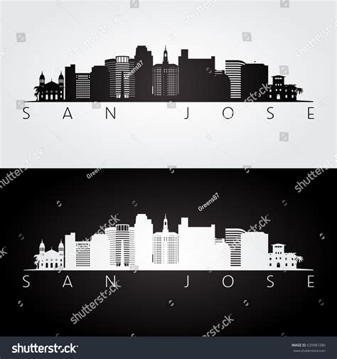 San Jose Usa Skyline Landmarks Silhouette Stock Vector (Royalty Free ...