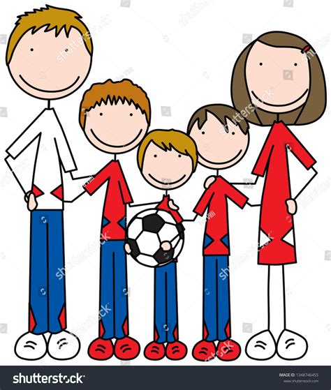 Cartoon Illustration Family Five Stock Vector (Royalty Free) 1348746455 ...