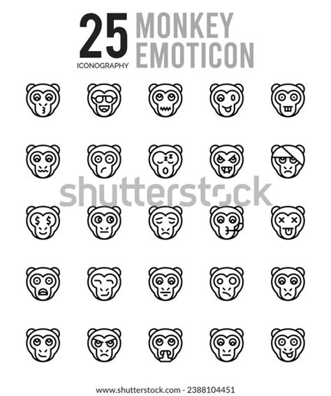 25 Monkey Emoticon Icons Pack Vector Stock Vector (Royalty Free ...