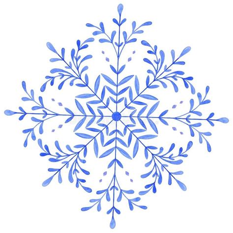 Hand Painted Decorative Watercolor Snowflake Stock Illustration - Illustration of elega ...