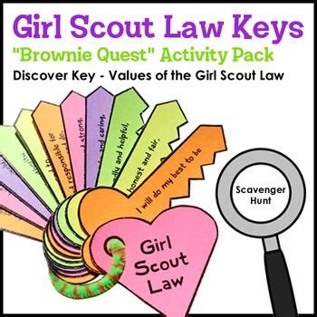 Girl Scout Law Keys - "Brownie Quest" Discover Key Activity Pack (Step 2) | Girl scouts, Girl ...