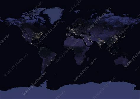 World at night, satellite image - Stock Image - C057/5806 - Science Photo Library