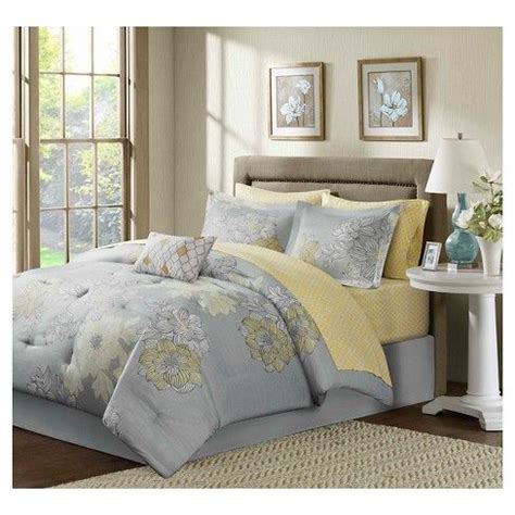 yellow and gray floral comforter - Google Search | Luxury bedding ...