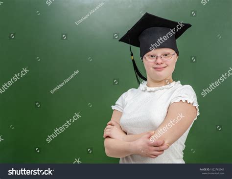 Smiling Girl Down Syndrome Wearing Graduation Stock Photo 1522762961 ...