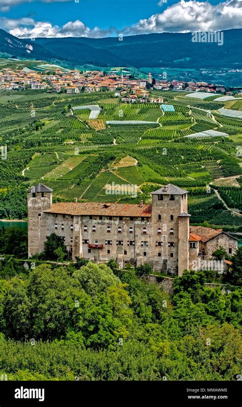 Italy Trentino Cles Castle and lake Stock Photo - Alamy