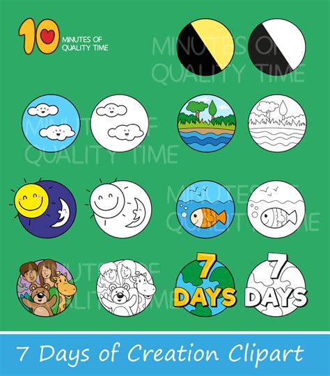 7 Days of Creation Clipart | Bible school crafts, 7 days of creation, Days of creation