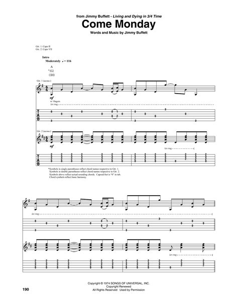 Come Monday by Jimmy Buffett - Guitar Tab - Guitar Instructor