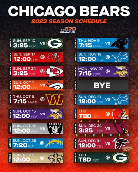 670 The Score on Twitter: "The Chicago Bears official 2023 season schedule:"