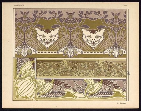 Cats, birds and leaves - Art nouveau design 1904 | 250 Bordu… | Flickr