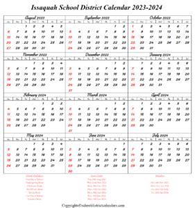 Issaquah School District Calendar Holidays 2023-2024 School District Calendars