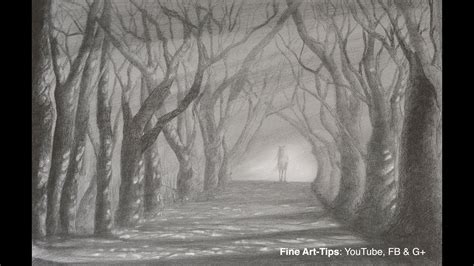 How to Draw a Road With Trees - Light and Shadow Path With Pencil - YouTube