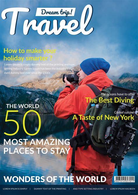 Modern Travel Magazine Cover Template in Adobe Photoshop, Illustrator ...