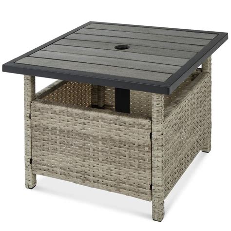 Best Choice Products Gray Wicker Rattan Patio Side Table Outdoor ...