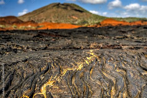 Lava fields and geologic landscapes of Sullivan Bay in the Galapagos ...