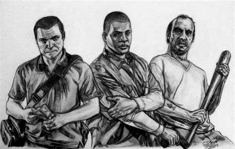 Grand Theft Auto Five (GTA V) Fan Art Drawing by LethalChris on DeviantArt