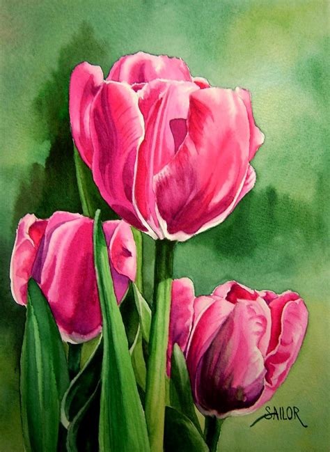 watercolor big tulip - Google Search | Pintura de tulipán, Acuarela ...