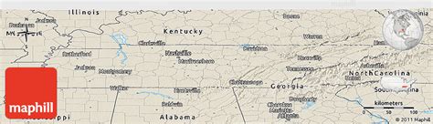 Shaded Relief Panoramic Map of Tennessee