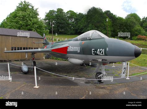 1956 Hawker Hunter, early Jet fighter aircraft, now at Brooklands Museum Stock Photo - Alamy