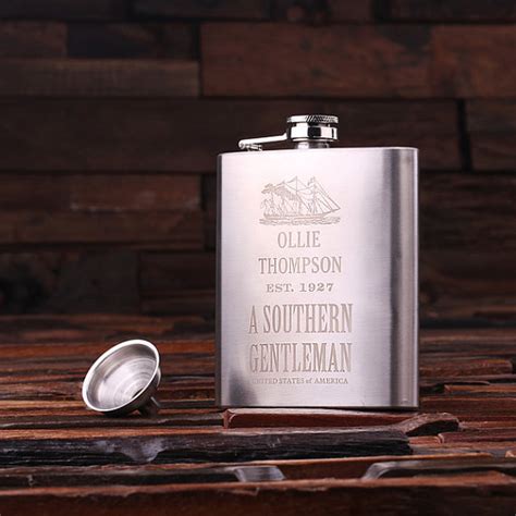 Personalized Stainless-Steel 7-oz Hip Flask & Funnel - Teals Prairie & Co.®