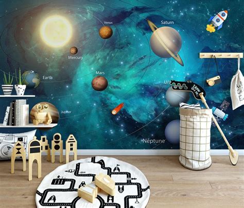 Solar System Starry Sky Planet Wallpaper Self Adhesive Peel & | Etsy | Kids wallpaper, Kids ...