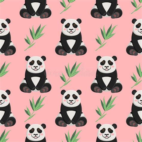 Vector Seamless Pattern Cute Pandas. Mascot Funny Bear Cubs Stock Vector - Illustration of ...