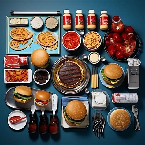 Premium Photo | A Set of Burger Bar Setup Flat Top Griddle Burger ...