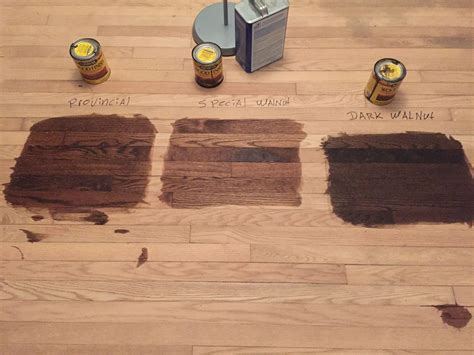 Stain options on red oak hardwood floors - going with provincial by minwax. Nice medium brown ...