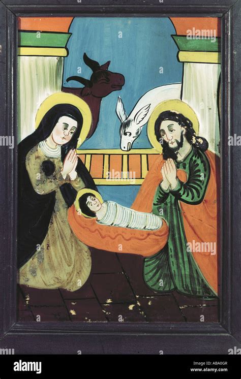 fine arts, religious art, Jesus Christ, nativity scene, glass Stock ...