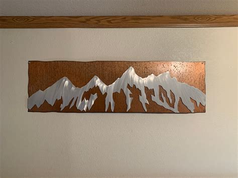 Wyoming Mountain Art. Rustic Metal Wall Art. Grand Tetons National Park ...