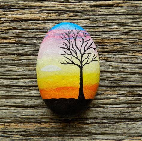 Scenic Sunset Painted Rock,Decorative Accent Stone, Paperweight by HeartandSoulbyDeb on Etsy ...