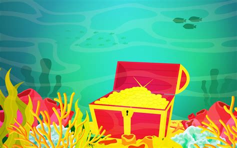 Treasure Chest Underwater - Illustration - TemplateMonster