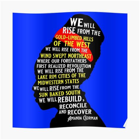 "Amanda Gorman Quotes The Hill We Climb Poem “We Will Rise”" Poster by ...