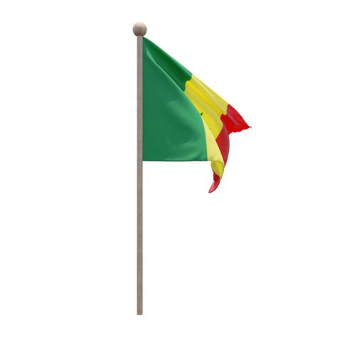 Senegal 3d illustration flag on pole. Wood flagpole 11285802 PNG