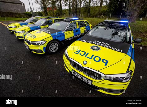 A fleet of BMW police vehicles on show during the launch by the PSNI of ...