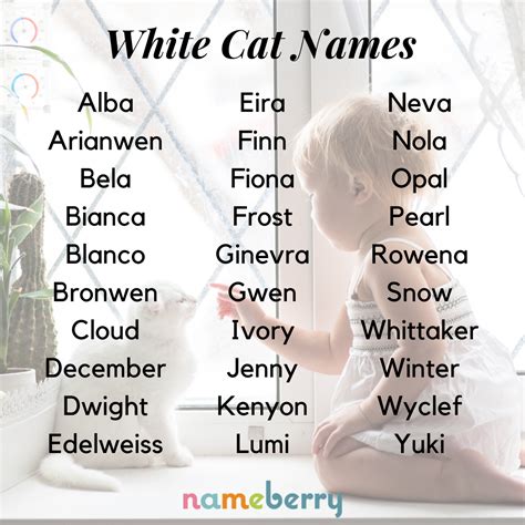 White Cat Names | Cat names, Baby names, Cute names